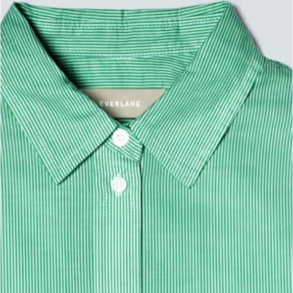 NWT Everlane Silky Cotton Relaxed Striped Button Down Oxford Womens Shirt Size 0 - Picture 5 of 10